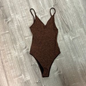 Topshop Pink/Red Sparkly Metallic Body Suit